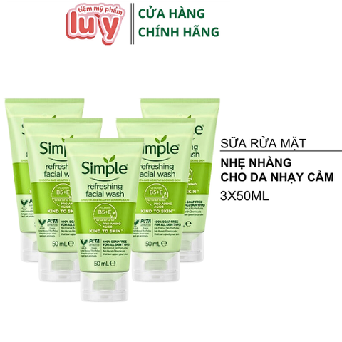 [Mini] Combo 5 Tuýp Sữa Rửa Mặt Simple 5x50ml [Hàng Cty - Free VAT]