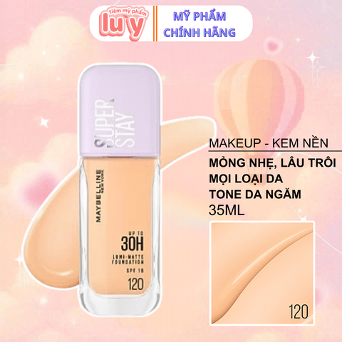Kem nền Maybelline Superstay #120 Lumi Matte 30H Foundation Bắt Sáng Che Phủ Siêu Nhẹ