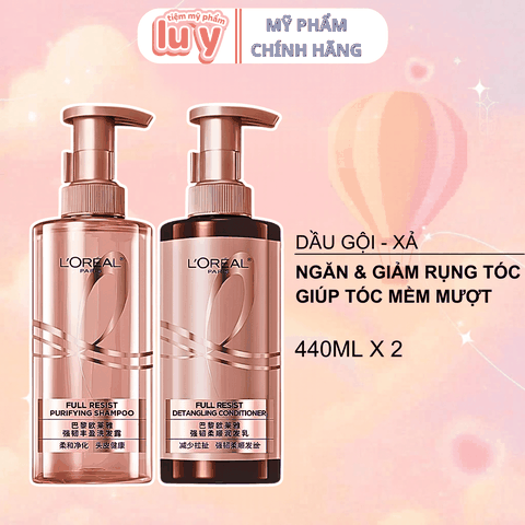 Cặp Gội - Xả LOreal Giảm Gãy Rụng Tóc Giúp Tóc Chắc Khỏe 440mlx2