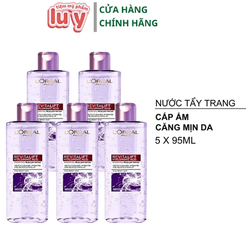 Combo 5 Chai Nước Tẩy Trang LOreal Cấp Ẩm, Căng Mịn Da 95ML [Hàng Công Ty + Full VAT]