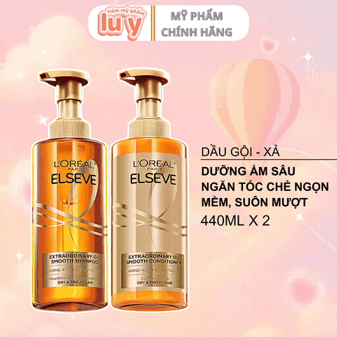 Cặp Gội - Xả LOreal Dưỡng Tóc Suôn Mượt Tóc Cao Cấp 440mlx2