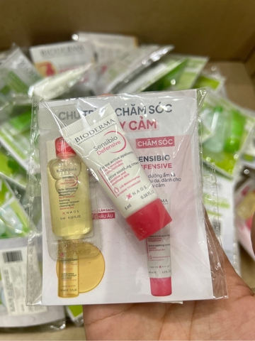 set mini bioderma da nhạy cảm 2 món: Nước tẩy trang + Kem dưỡng [Cty - Full VAT]