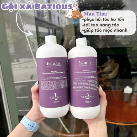 Dầu Gội Xả Phục Hồi Tóc Hư Tổn Đa Tầng Batious Màu Tím 960ml