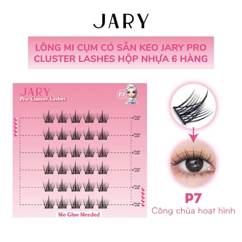 Lông Mi Cụm Giả Jary Pro Có Sẵn Keo - Hồng P7 [Hàng Công Ty + Full VAT]