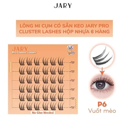 Lông Mi Cụm Giả Jary Pro Có Sẵn Keo - Cam P6 [Hàng Công Ty + Full VAT]