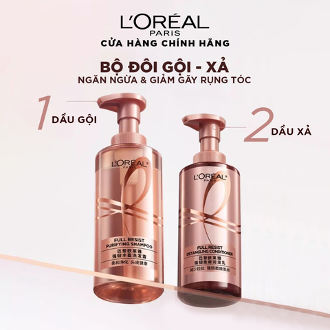 Bộ Gội Xả L'Oreal Giảm Gãy Rụng Tóc Giúp Tóc Chắc Khỏe 440mlx2 [Hàng Công Ty + Full VAT]