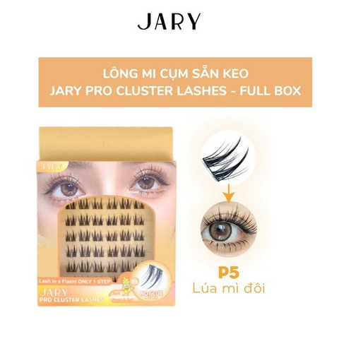 Lông Mi Giả Cụm Có Sẵn Keo JARY EYELASH CURLER - P5 Lúa Mì Đôi Full Box (Hộp Nhựa 6 Hàng) [Cty - Full VAT]