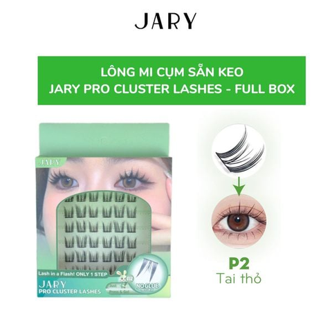 Lông Mi Giả Cụm Có Sẵn Keo JARY EYELASH CURLER - P2 Tai Thỏ Full Box (Hộp Nhựa 6 Hàng) [Cty - Full VAT]