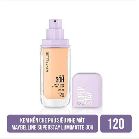 Kem nền Maybelline Superstay #120 Lumi Matte 30H Foundation Bắt Sáng Che Phủ Siêu Nhẹ [Cty - Full VAT]