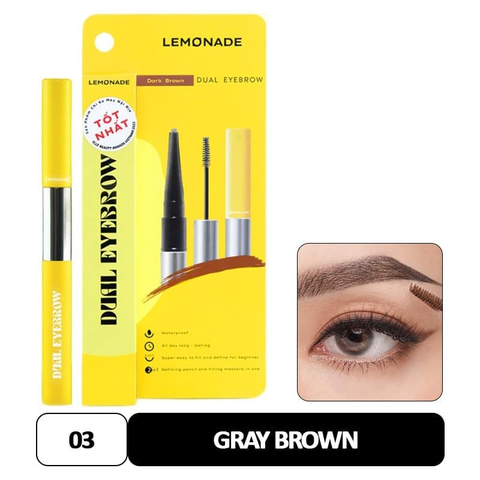 Chì Kẻ Mày Lemonade 2 Đầu Màu Nâu Xám 2g+2m #Gray Brown [Cty - Full VAT]