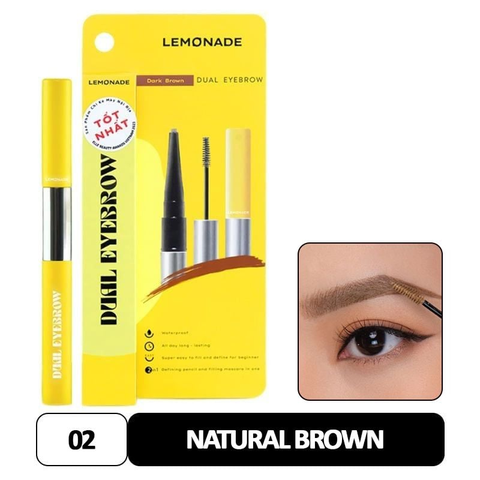 Chì Kẻ Mày Lemonade 2 Đầu Màu Nâu Xám 2g+2m #Natural Brown [Cty - Full VAT]