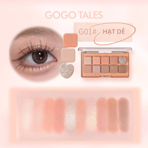 Bảng phấn mắt 10 ô Gogo Tales G01 [Hàng Cty - Free VAT]