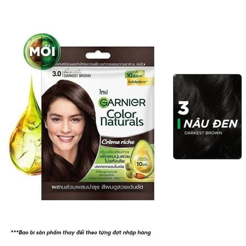 Kem Nhuộm Tóc Garnier 3 Darkest Brown - Nâu Tự Nhiên 30g [Hàng Cty - Free VAT]