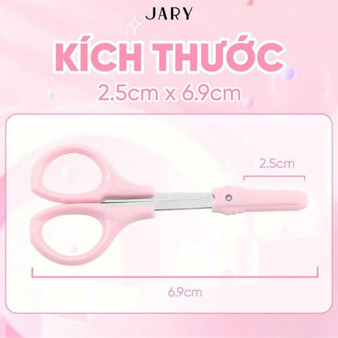 Kéo Tỉa Mày, Cắt Lông Mi Jary Eyebrow Scissors Màu Hồng [Hàng Cty - Free VAT]