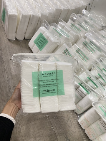 [Miếng Vuông] Bông Tẩy Trang La Soirée 225 miếng (La Soire) [Hàng Cty - Free VAT]