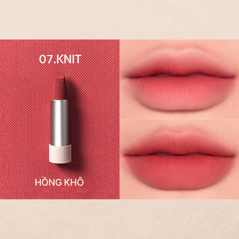 Son Thỏi 3CE Cashmere Hug Lipstick 07 Knit: Hồng Khô 3.5g