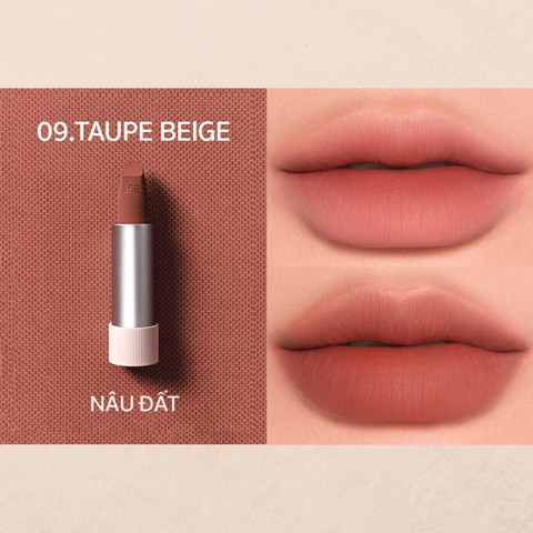 Son Thỏi 3CE Cashmere Hug Lipstick #09 Taupe Beige: Nâu Đất 3.5g