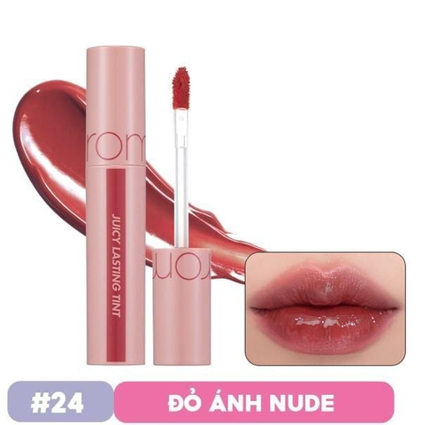 [Bán Lẻ - Full VAT] Son Kem Bóng Romand Juicy Lasting Tint 24 Peeling Angdoo Màu đỏ ánh nude