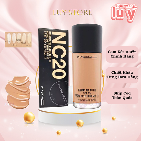 Kem Nền MAC Studio Fix Fluid Foundation NC20 - Trắng Hồng