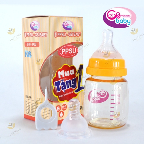 Bình Sữa PPSU cổ hẹp GB BABY 80ml+1 núm
