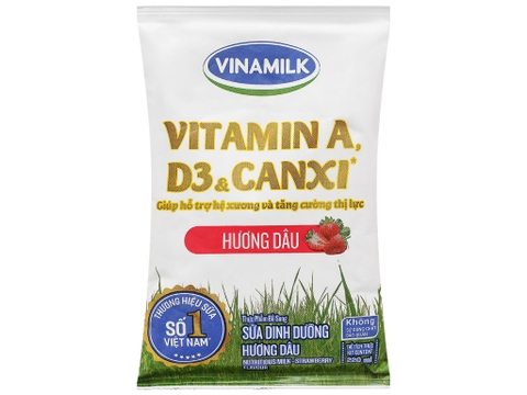 Sữa dinh dưỡng hương dâu Vinamilk A&D3 bịch 220ml