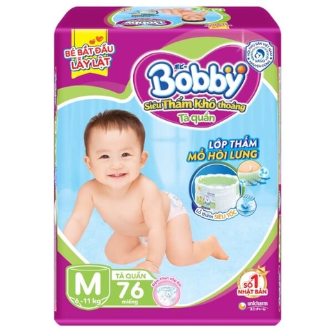 Tã quần Bobby size M 76 miếng (6-10kg)