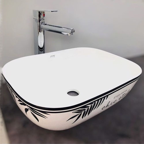 Chậu Sứ Viền Đen Lá Trúc 328