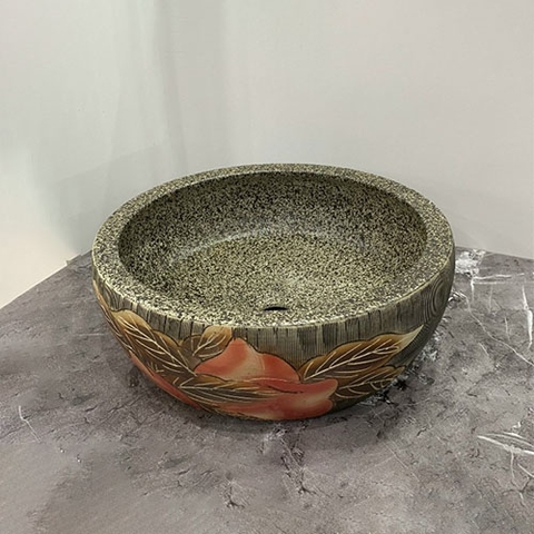 Chậu Gốm Hoa Đỏ Chấm Tiêu Đen