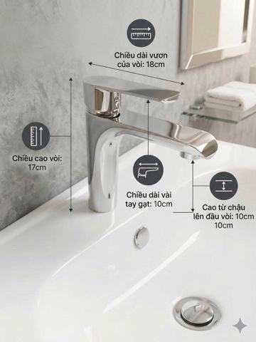 Vòi Chậu Lavabo 1 lỗ Nóng - Lạnh _OB_163