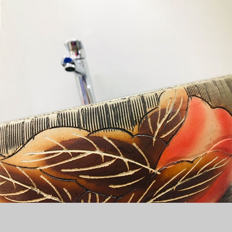 Chậu Gốm Hoa Đỏ Chấm Tiêu Đen