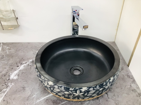 Chậu Gốm Lá Xanh Than 096