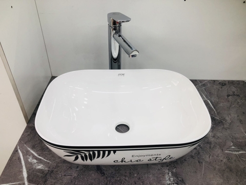 Chậu Sứ Viền Đen Lá Trúc 328