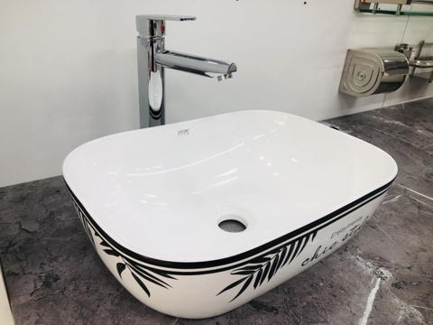 Chậu Sứ Viền Đen Lá Trúc 328