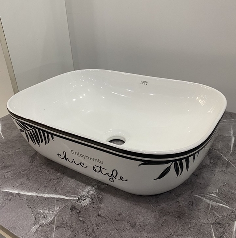 Chậu Sứ Viền Đen Lá Trúc 328