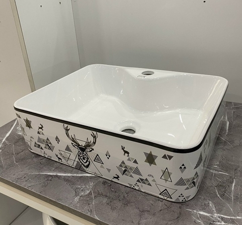 Chậu Sứ Vuông Tuần Lộc