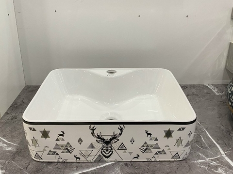 Chậu Sứ Vuông Tuần Lộc