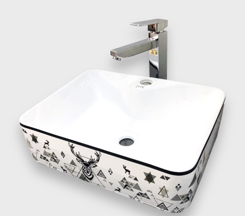 Chậu Sứ Vuông Tuần Lộc