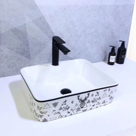 Chậu Sứ Vuông Tuần Lộc