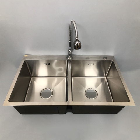 CB Chậu rửa bát 2 hố C8350A + Vòi bếp đơn JA_612