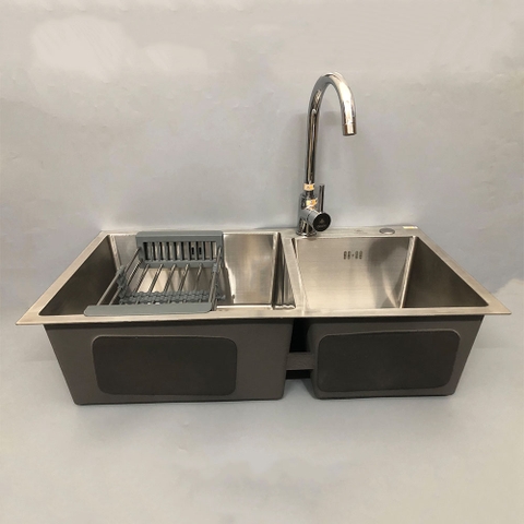 CB Chậu rửa bát 2 hố lệch 8245L + Vòi bếp N-L OB214