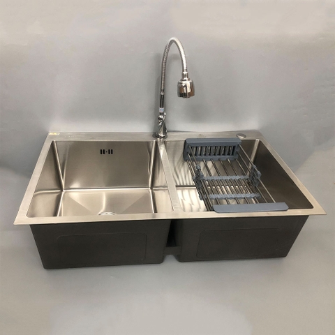 CB Chậu rửa bát 2 hố C8350A + Vòi bếp đơn JA_612