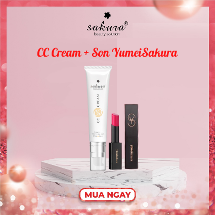 Set quà tặng mẹ tháng 5- Kem trang điểm chống nắng CC Cream + Son YumeiSakura