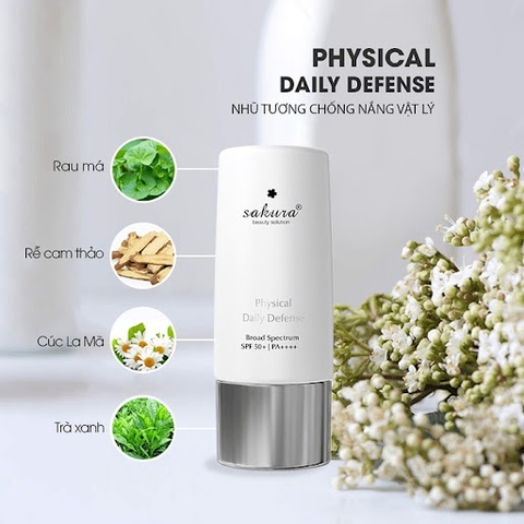 Nhũ tương chống nắng vật lý nhật Sakura Physical Daily Defense SPF 50+ PA ++++ 60g