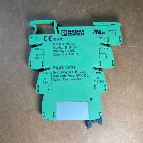 Relay Phoenix Contact 24VDC 6A – REL-MR-24DC/21 2961105 + PLC-BSC-24DC/21 2966016