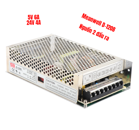 Bộ nguồn 2 đầu ra 5V 24V Meanwell D-120B