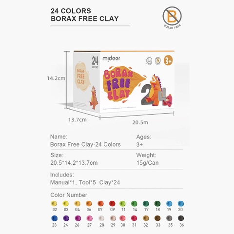 Đất nặn không dính Mideer Borax Free Clay (3 tuổi+)