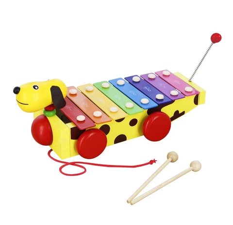 Đồ chơi đàn gỗ kết hợp xe kéo hình cún Toyshouse 1152