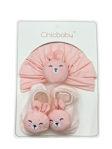 Set mũ turban kèm tất thú Chicbaby