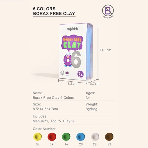 Đất nặn không dính Mideer Borax Free Clay (3 tuổi+)