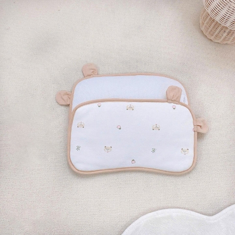 Gối bông sơ sinh tai gấu cotton Monona